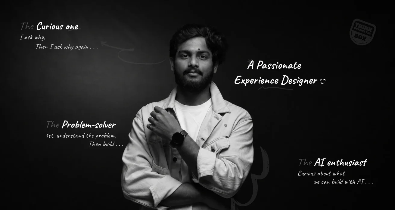 Black-and-white portrait of Senthil Devaraj, arms folded