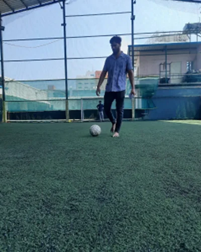 Playing football on a turf pitch